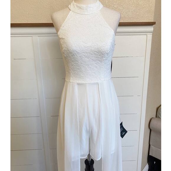 Lulus Love Speaks White Lace Halter Maxi Romper Wedding dress S - BNWT - Picture 6 of 16